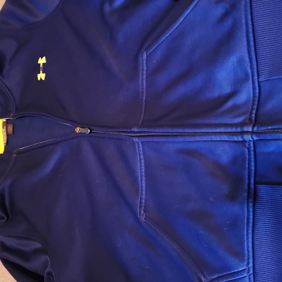 Under Armour Kids' Blue and Yellow Zippered Jacket With Hood Size Youth Large - Picture 4 of 11